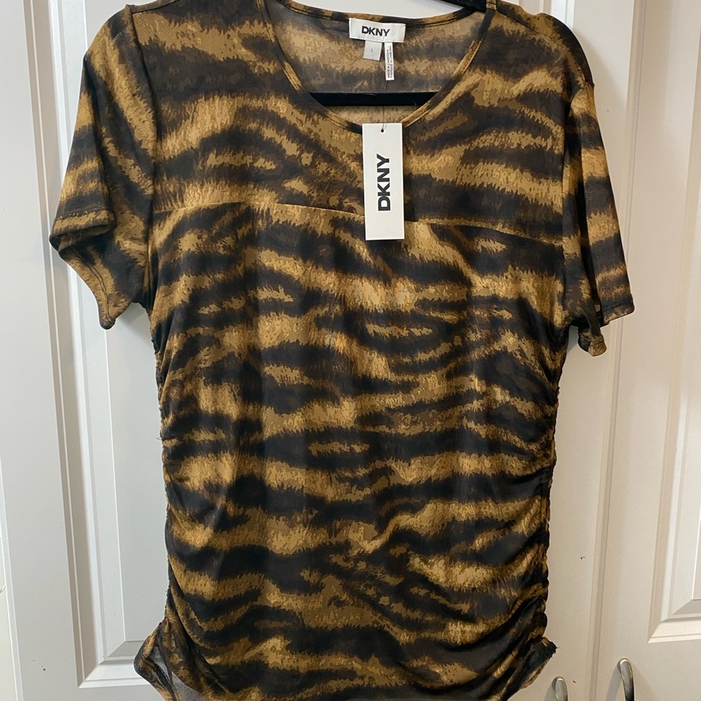 DKNY Women's Brown and Black Top